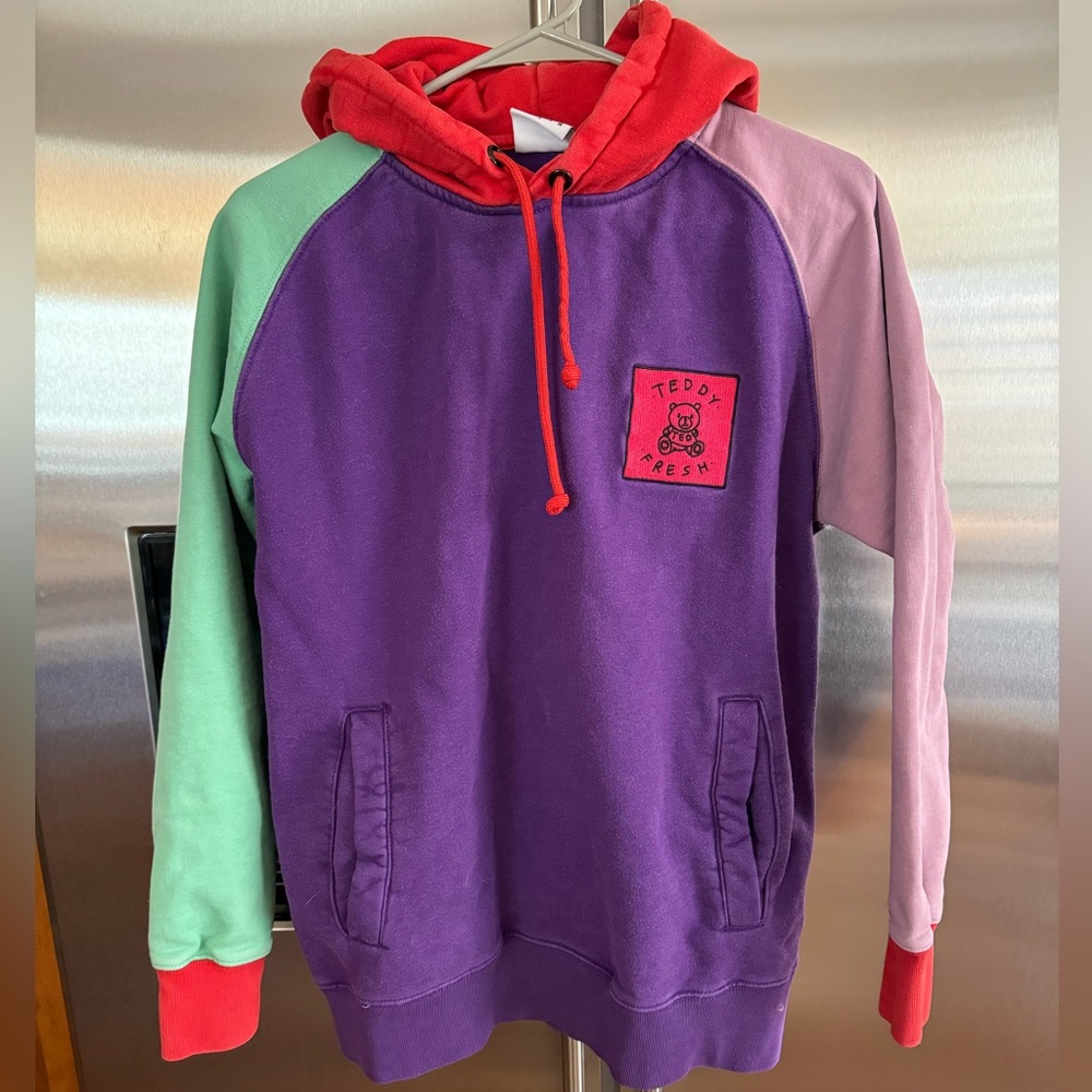 Teddy Fresh Original Colorblock Hoodie Sweatshirt Size Small 100% Cotton